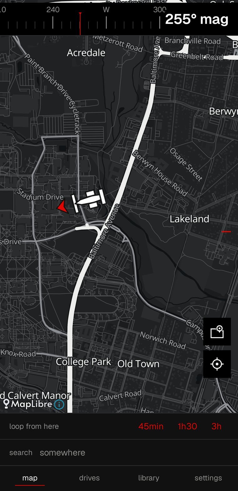 the map screen in the selected theme